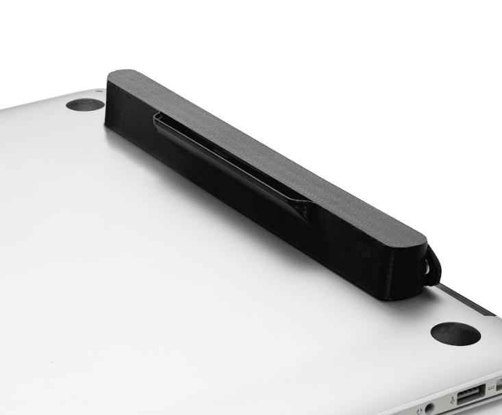 Sling Laptop – Retractable Shoulder Strap, Laptop Grip, and Portable Stand in Black