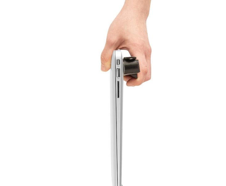 Sling Laptop – Retractable Shoulder Strap, Laptop Grip, and Portable Stand in Black