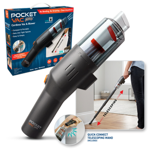 Pocket Vac Reach by Pocket Shop™ – Portable Handheld Vacuum Cleaner for Tight Spaces & Car Detailing