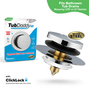 Tub Daddy Pro™ Universal Bathtub Drain Stopper – ClickLock Seal, Hair Catcher, Easy Install, Chrome & Nickel Finish
