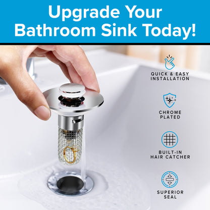 The Drain Defender Bundle | x1 Kitchen Sink Strainer, Stopper & Basket + x1 Bathroom Sink Stopper & Hair Catcher + x1 Sink Plunger