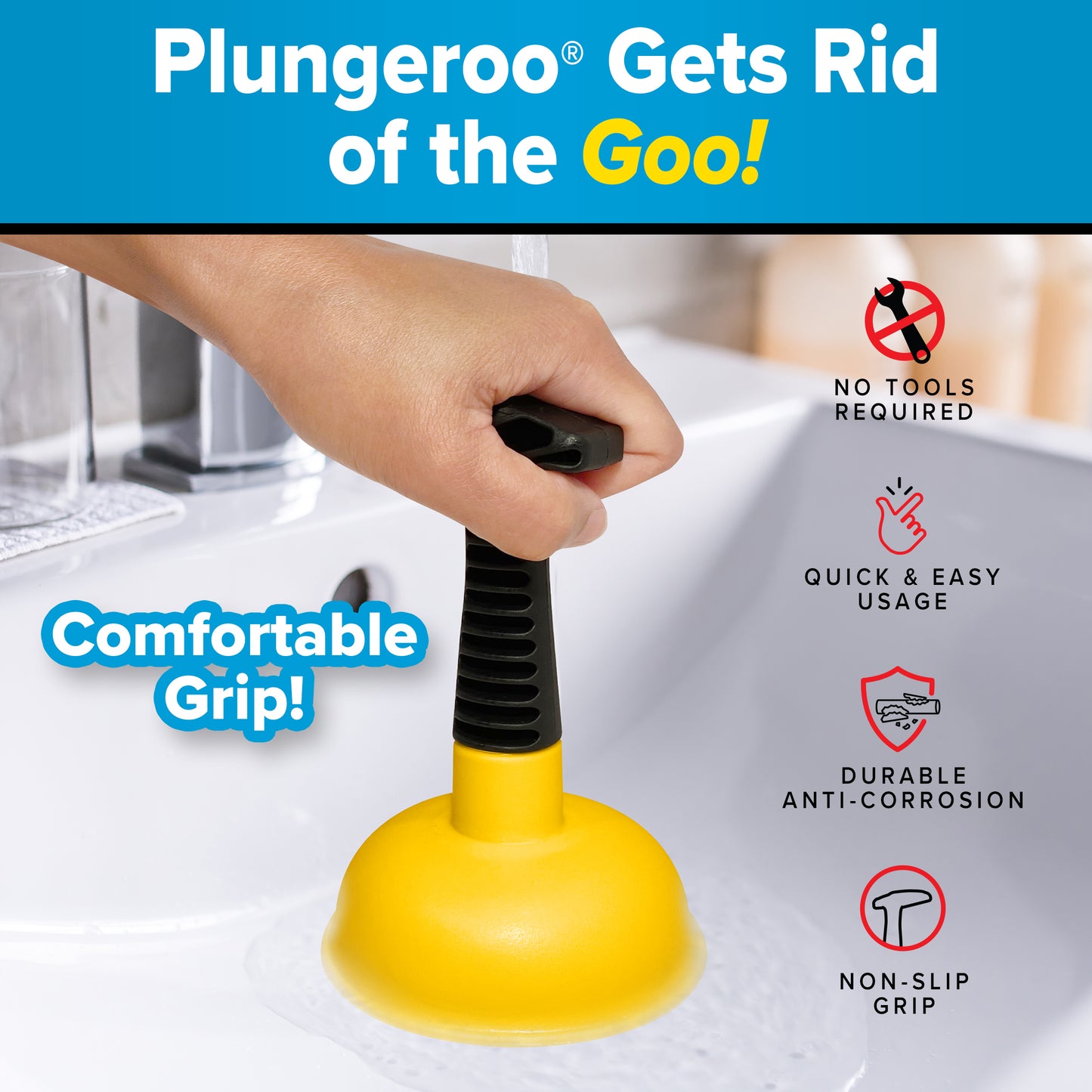 The Drain Defender Bundle | x1 Kitchen Sink Strainer, Stopper & Basket + x1 Bathroom Sink Stopper & Hair Catcher + x1 Sink Plunger