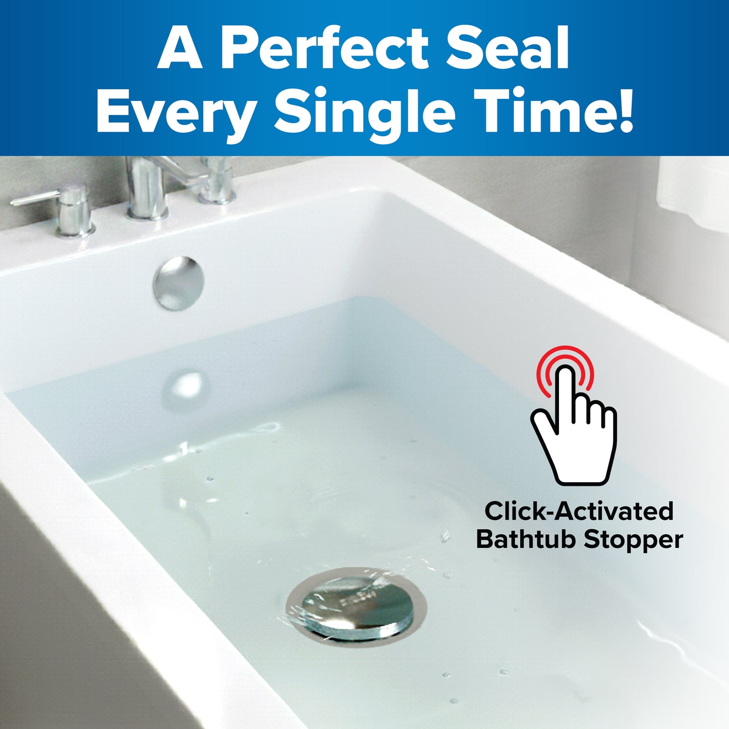 Tub Daddy Pro™ Universal Bathtub Drain Stopper – ClickLock Seal, Hair Catcher, Easy Install, Chrome & Nickel Finish