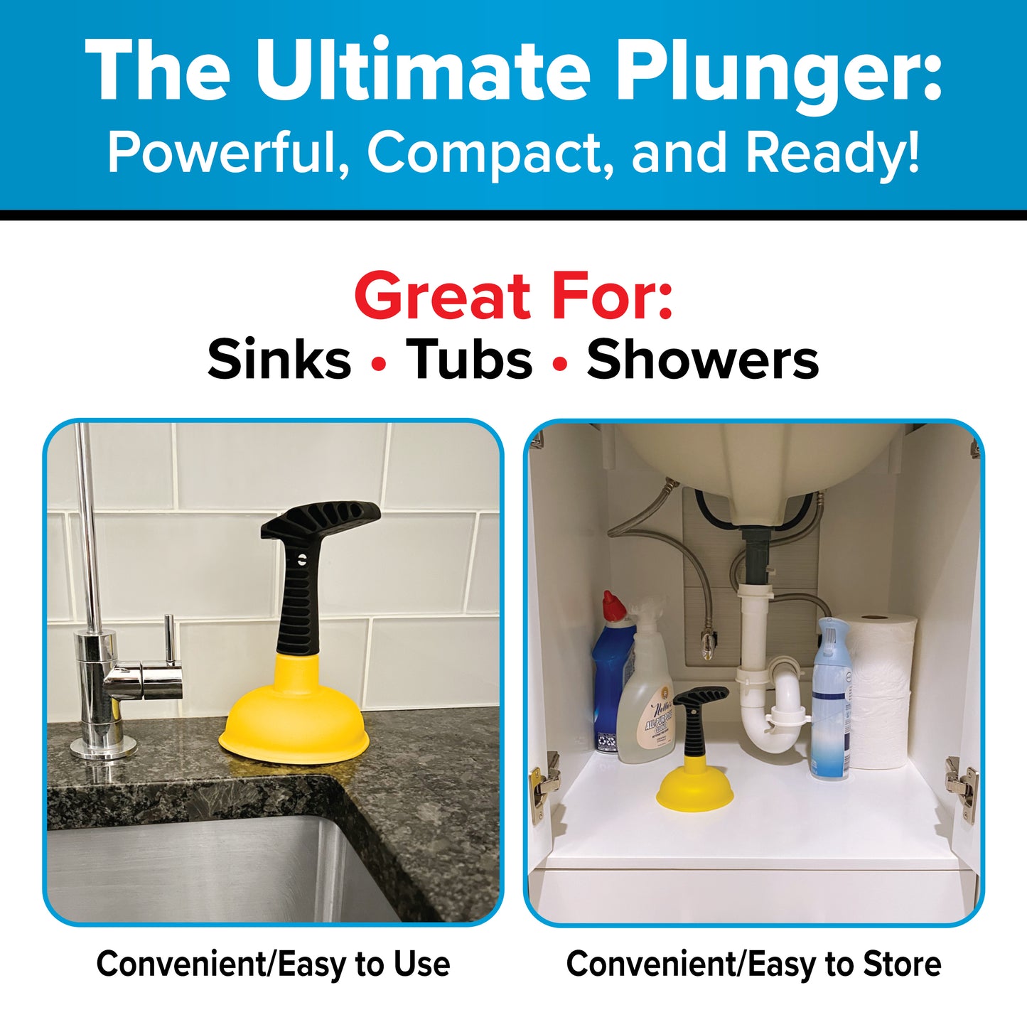 The Drain Defender Bundle | x1 Kitchen Sink Strainer, Stopper & Basket + x1 Bathroom Sink Stopper & Hair Catcher + x1 Sink Plunger
