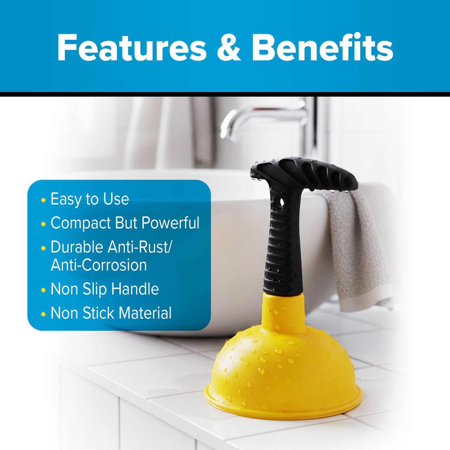 The Drain Defender Bundle | x1 Kitchen Sink Strainer, Stopper & Basket + x1 Bathroom Sink Stopper & Hair Catcher + x1 Sink Plunger