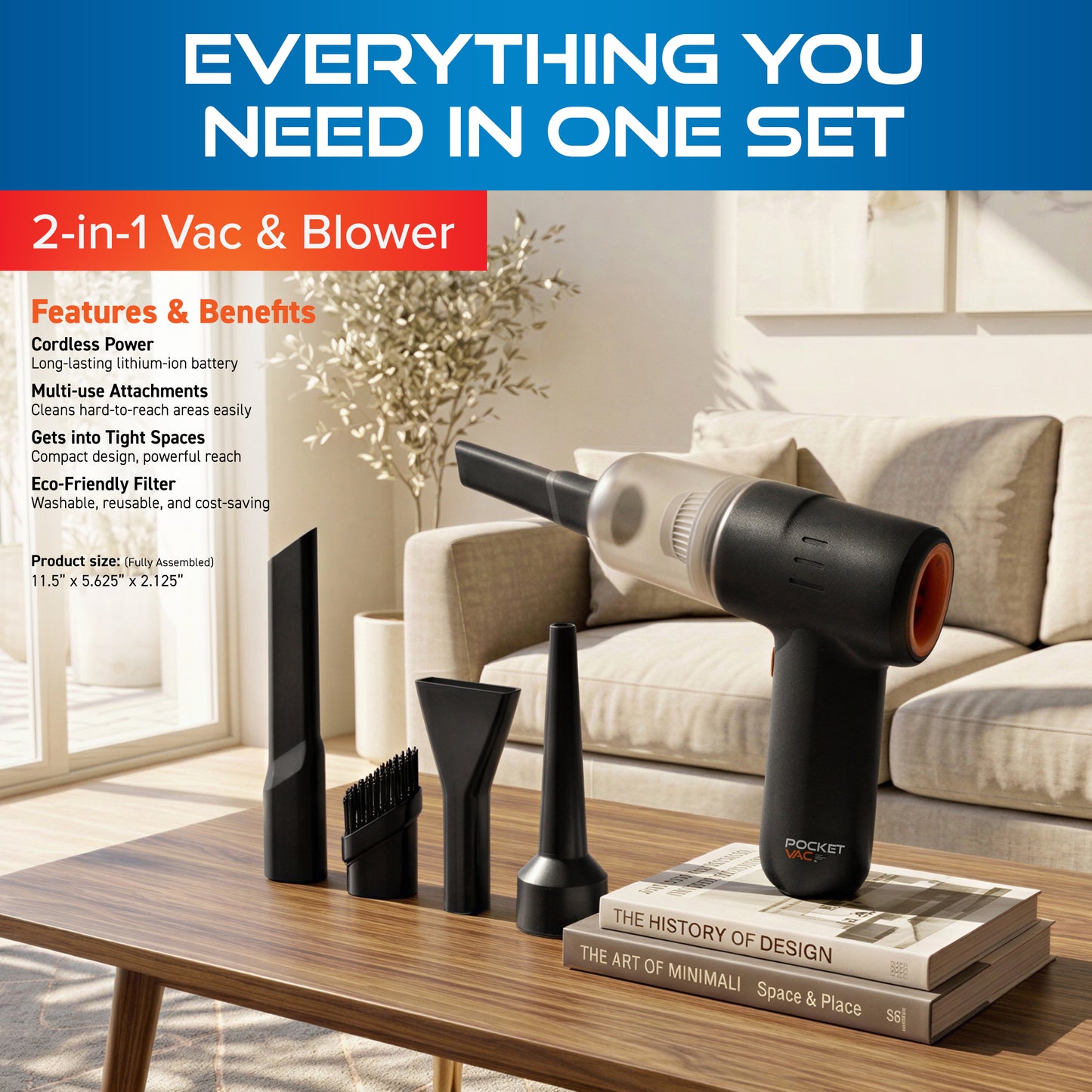 Pocket Vac Cordless Handheld Vacuum by Pocket Shop™