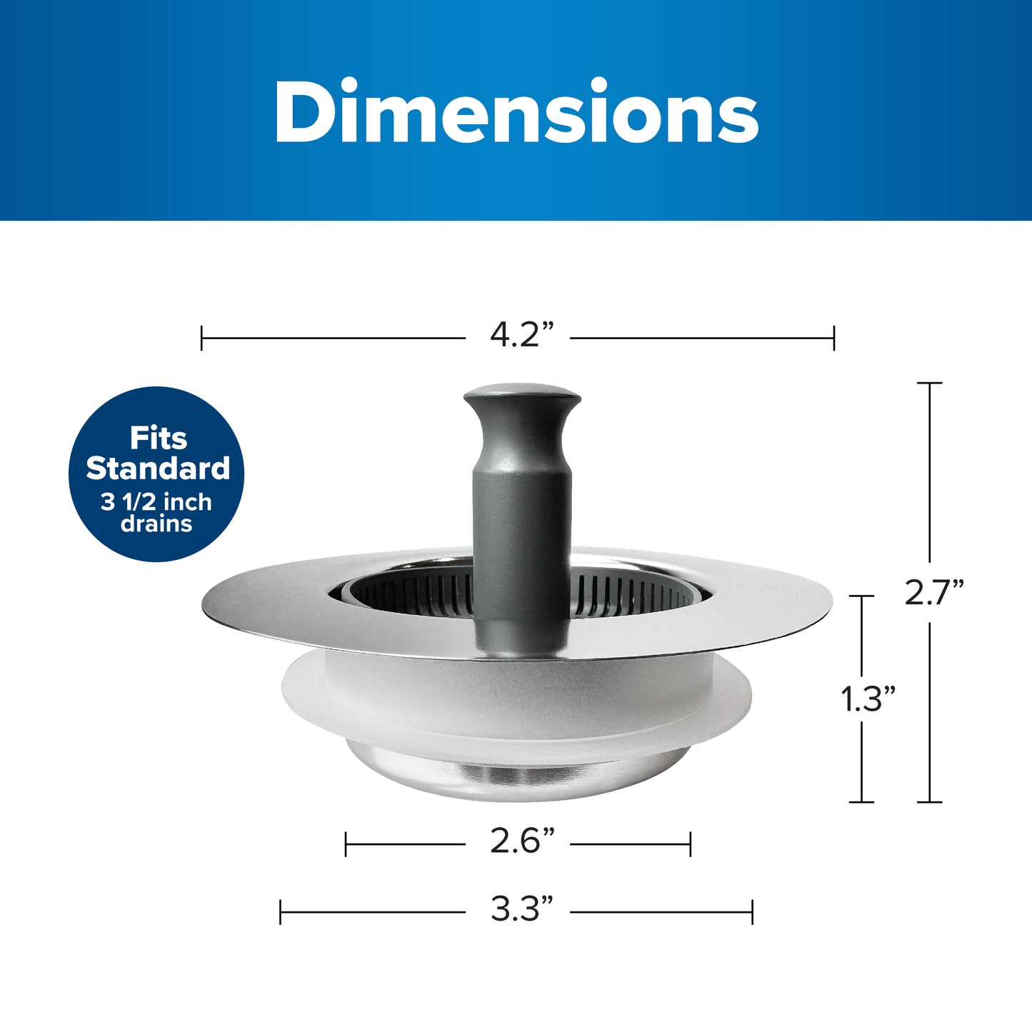 Drain Hero™ 3-in-1 Kitchen Sink Strainer, Stopper & Basket – Stainless Steel, Anti-Clog, Dishwasher Safe