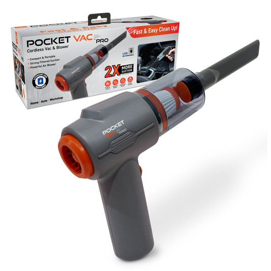 Pocket Vac Pro by Pocket Shop™ – Cordless Mini Vacuum & Blower with 5800Pa Suction, Washable HEPA Filter, Lightweight Portable Cleaner for Car, Home & Office