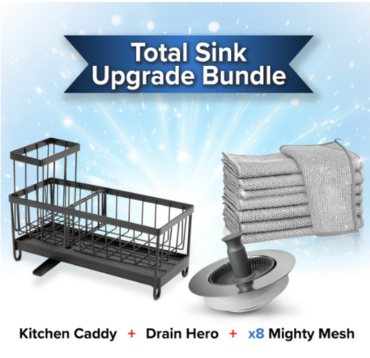 Total Sink Upgrade Bundle | Includes x1 Kitchen Sink Caddy + x1 Drain Hero + x1 Mighty Mesh Pro